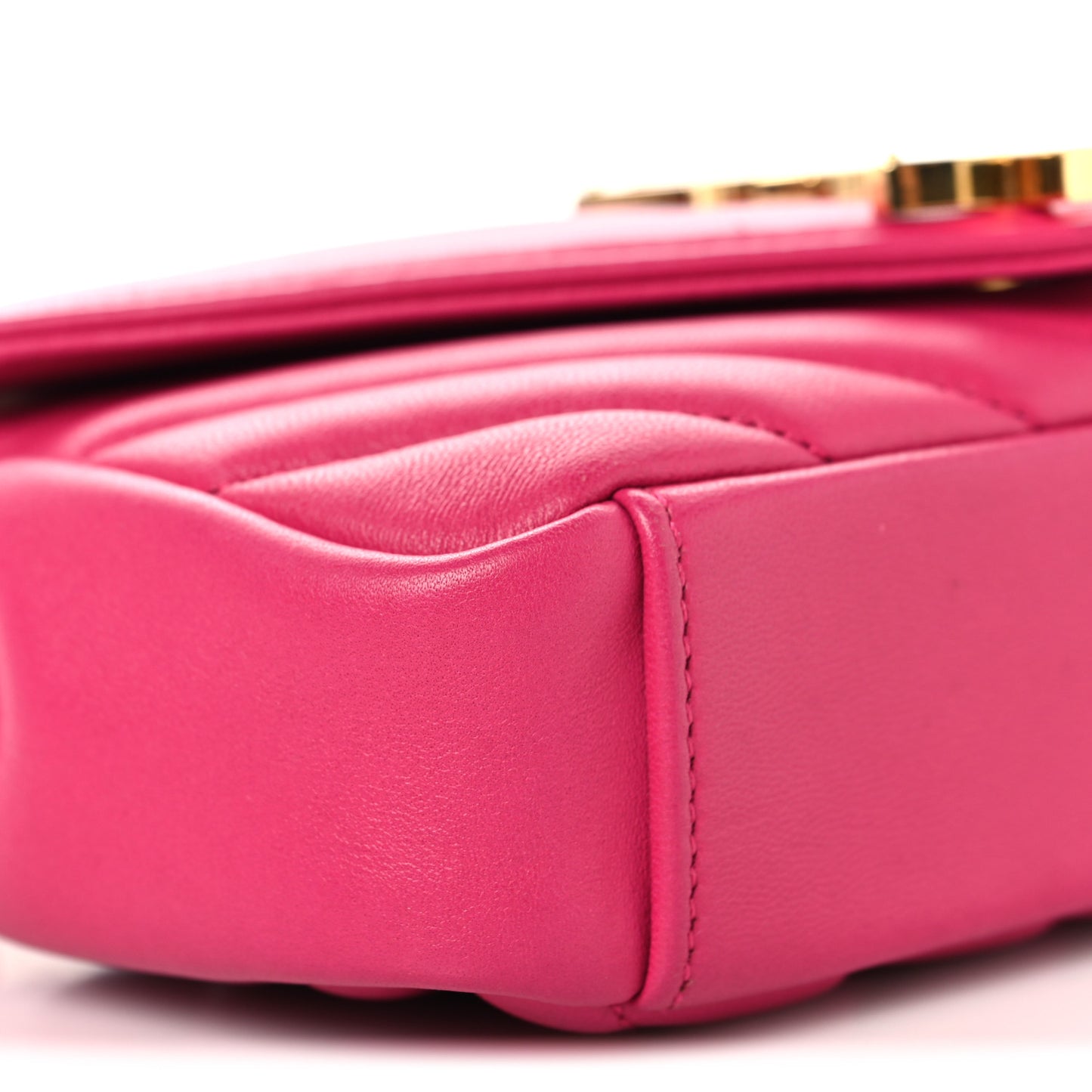 Calfskin Matelasse Chevron Classic Monogram Baby Chain Bag Fuchsia