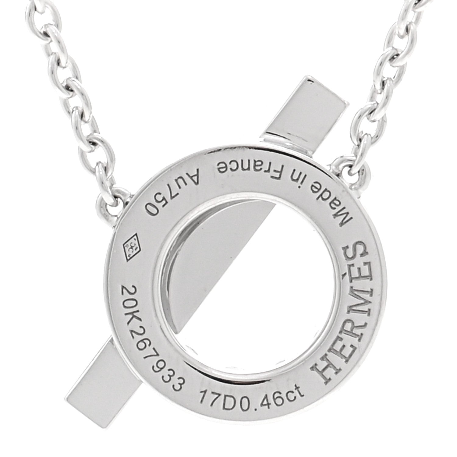 Hermes 18K White Gold Diamond Finesse Pendant Necklace 4 of 5