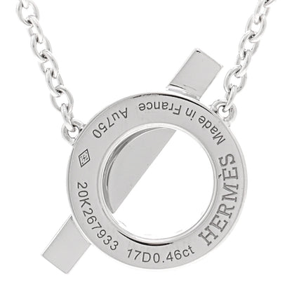 Hermes 18K White Gold Diamond Finesse Pendant Necklace 4 of 5
