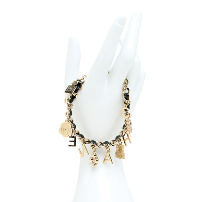 Chanel Lambskin Crystal CC Logo Charming Bracelet  Gold Black 2 of 5