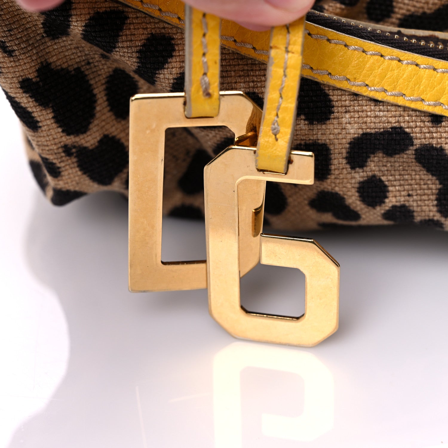 Dolce & Gabbana Calfskin Canvas Leopard Print Animalier Shoulder Bag Yellow 23 of 23