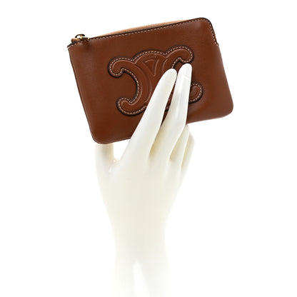 Celine Smooth Calfskin Cuir Triomphe Coin and Card Pouch With Hook Tan 2 of 7