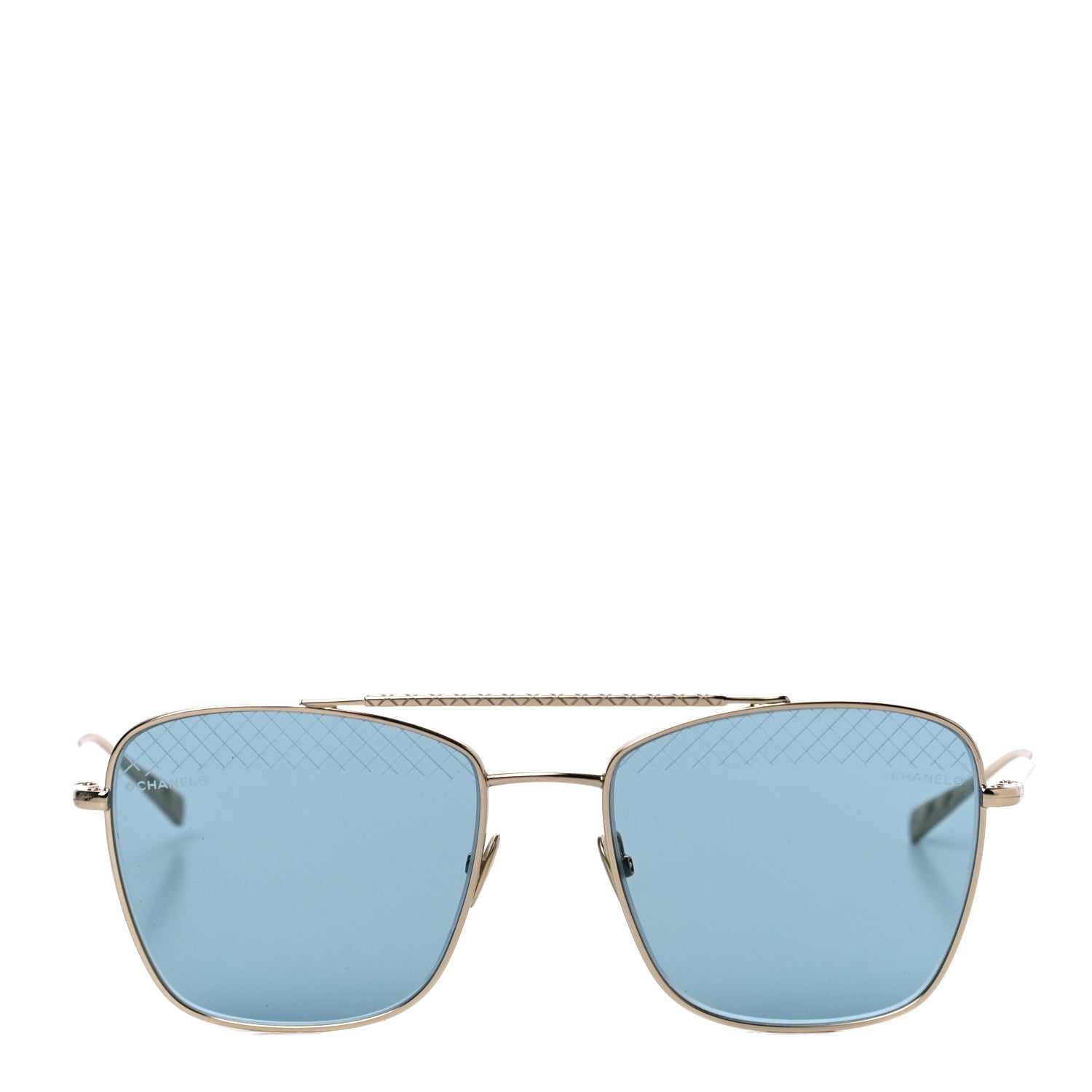 Chanel Metal Pilot Sunglasses 4256 Gold Blue 4 of 6
