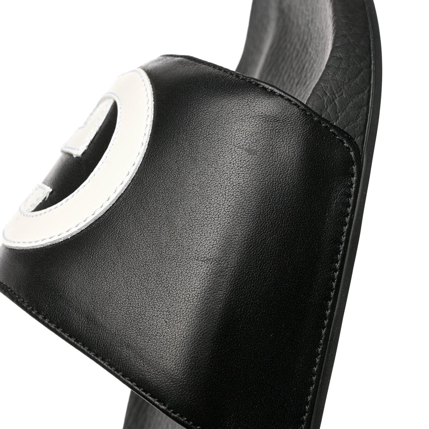 Nappa Miro Soft Calfskin Interlocking G Mens Slide Sandals 9 Black White