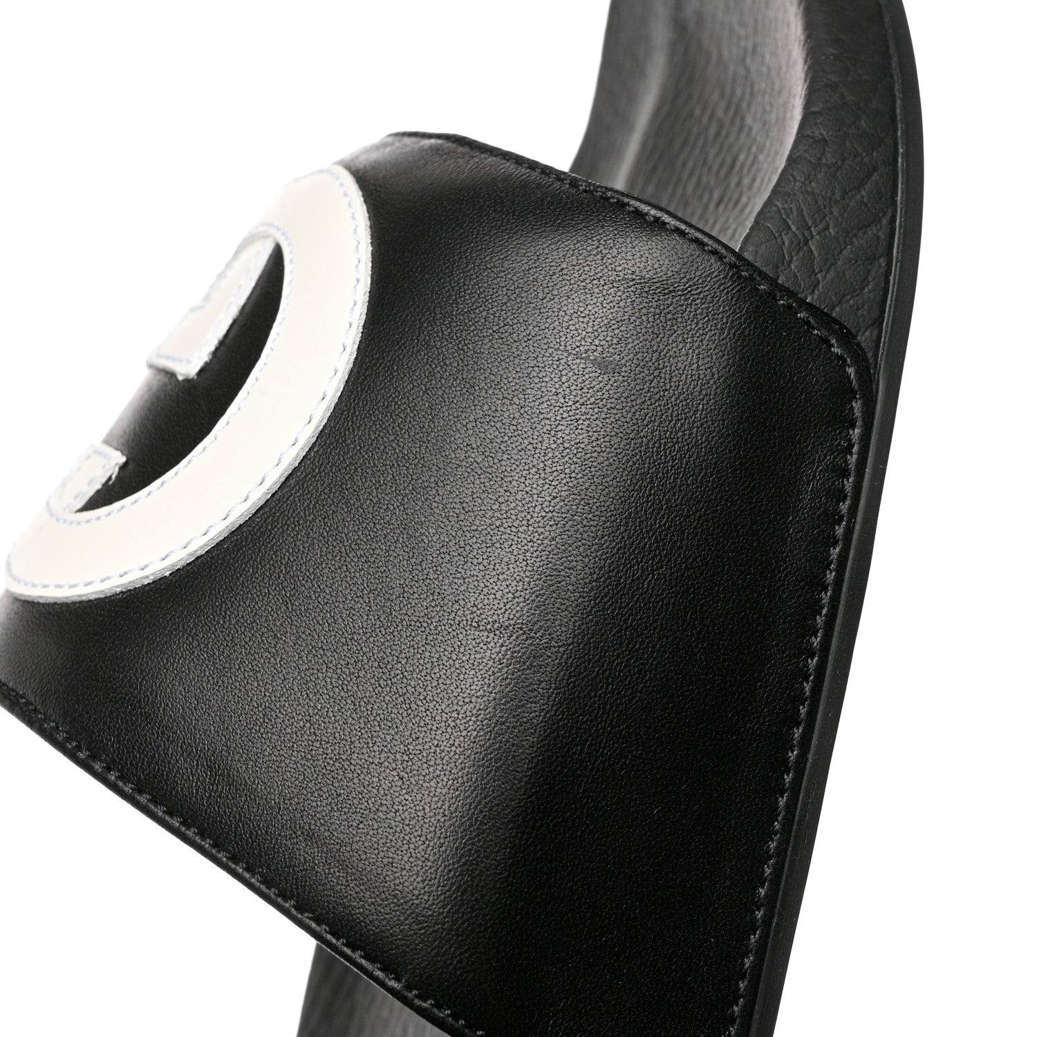 Gucci Nappa Miro Soft Calfskin Interlocking G Mens Slide Sandals 9 Black White 9 of 10