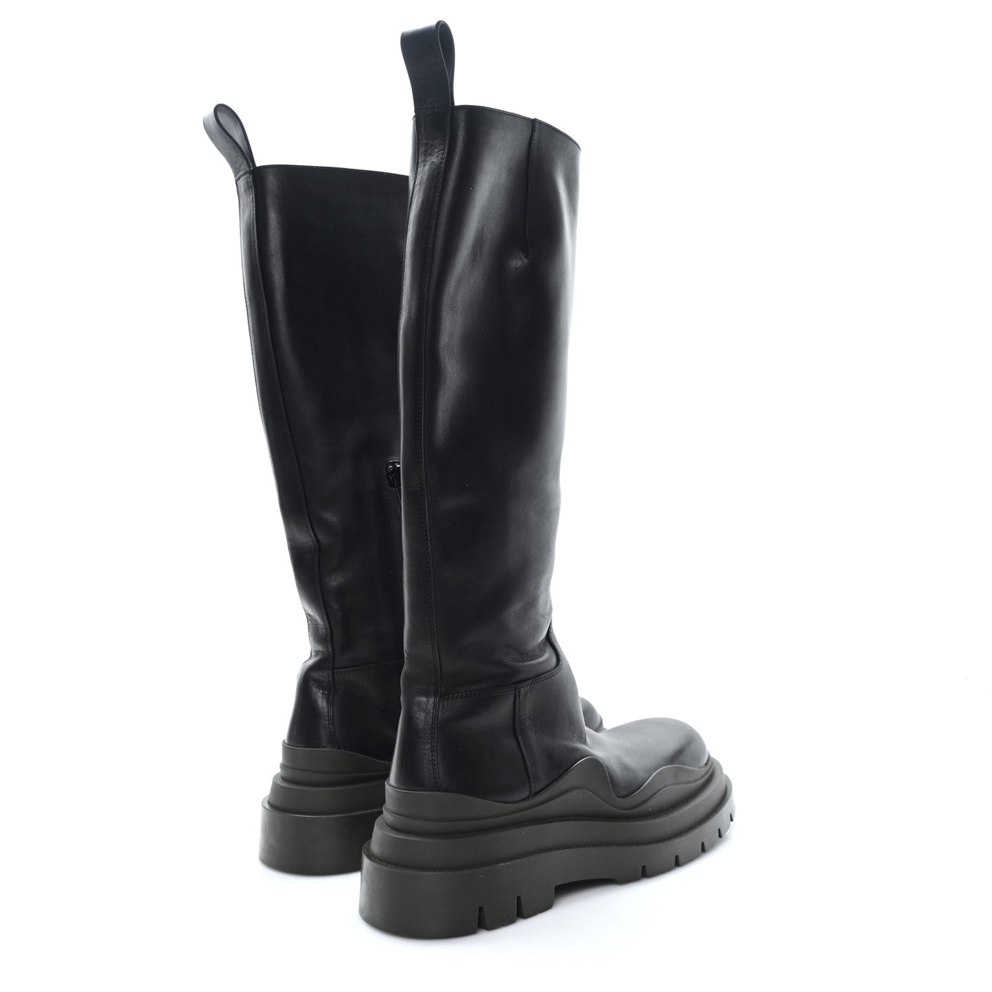 Calfskin The Tire High Boots 36 Black Camping