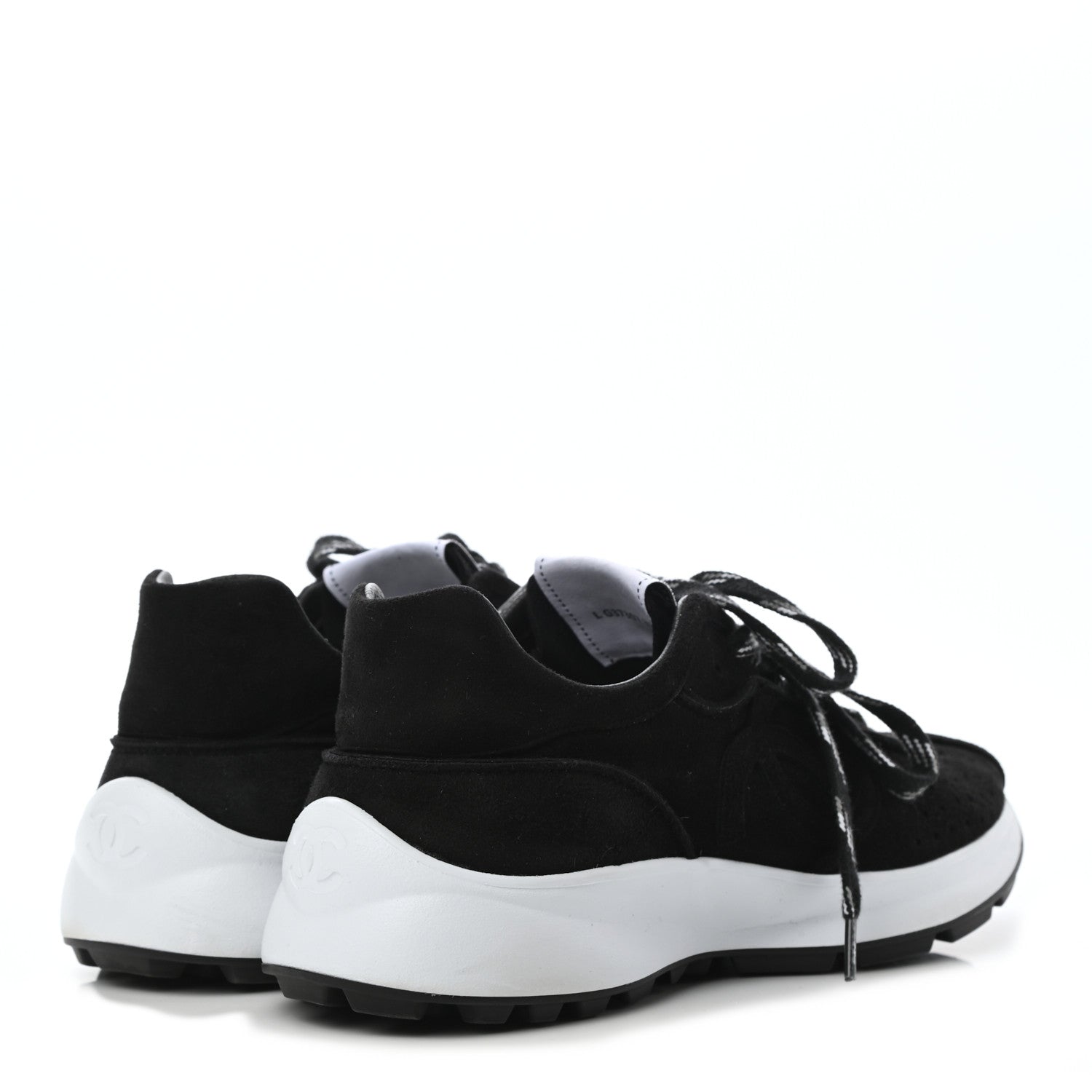 Chanel Suede Goatskin CC Sneakers 37.5 Black 4 of 8