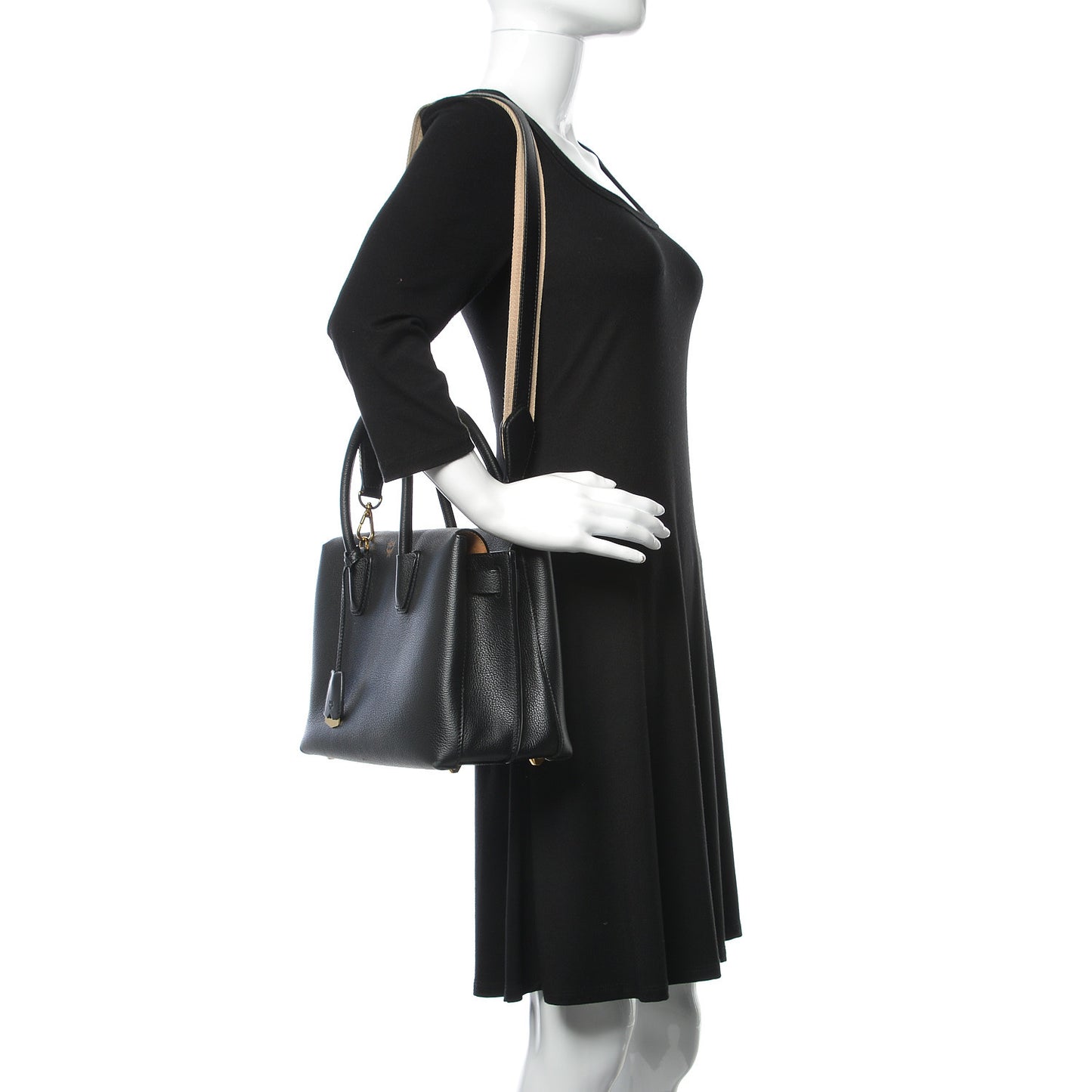 Grained Calfskin Medium Milla Tote Black