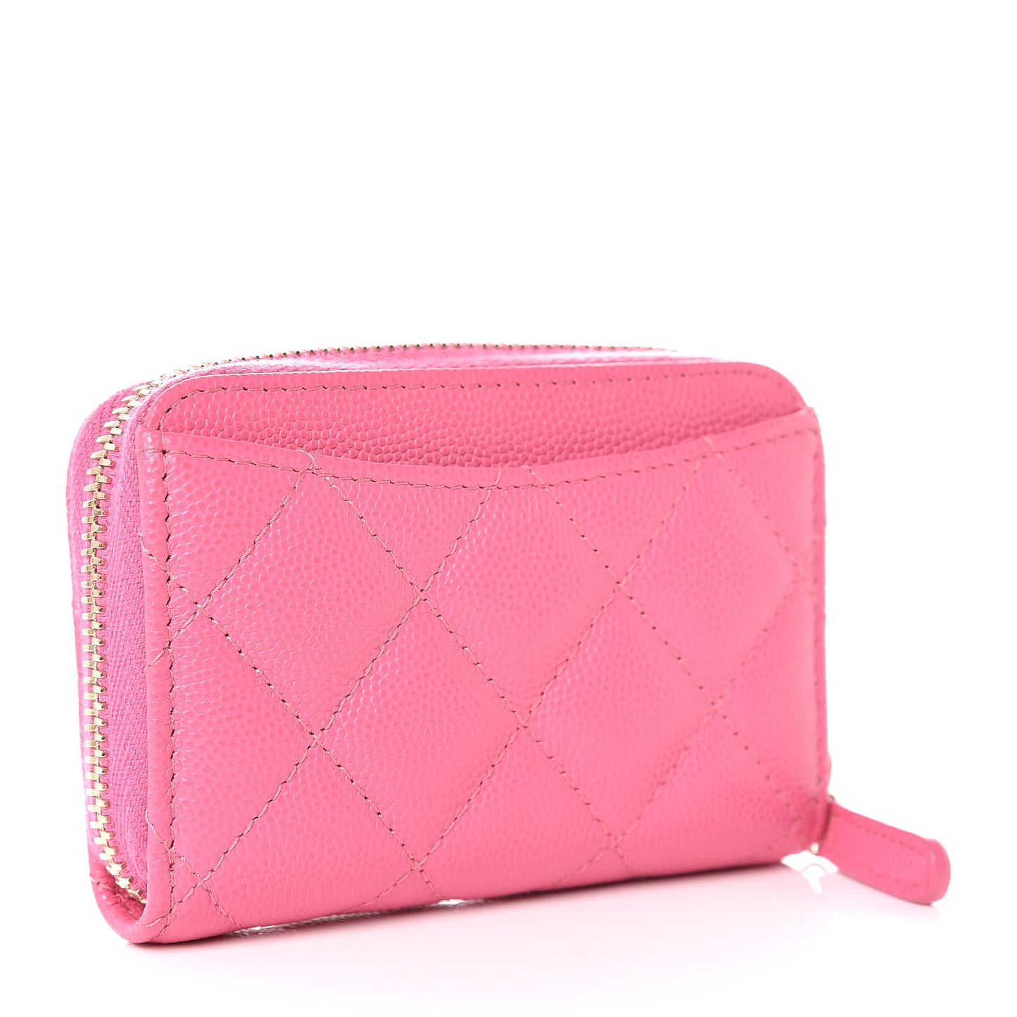 Caviar Quilted Zip Coin Purse Pink