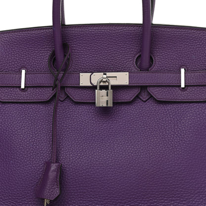 Hermes Taurillon Clemence Birkin 35 Ultraviolet 8 of 17