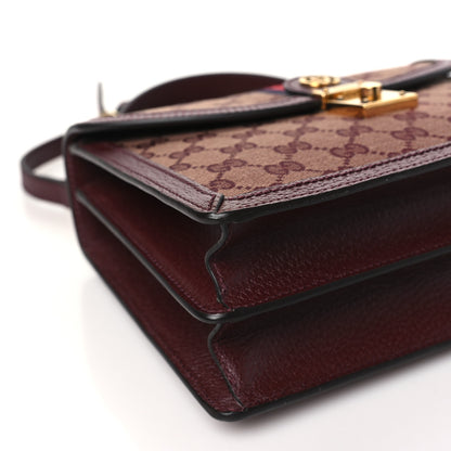 Gucci GG Supreme Monogram Textured Dollar Calfskin Web Small Ophidia Padlock Top Handle Bag Bordeaux 9 of 10