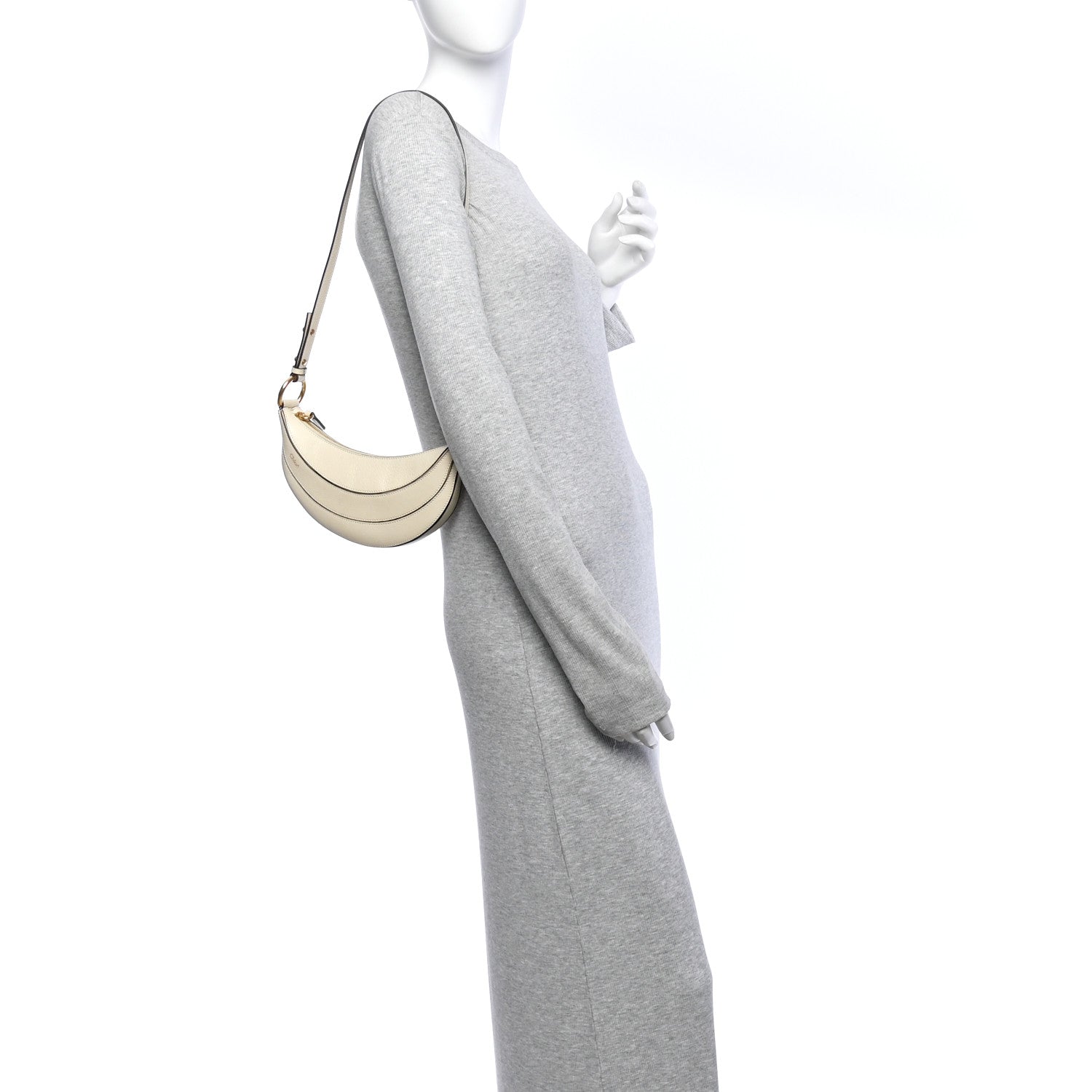 Chloe Grained Calfskin Banana Crossbody Bag Vegetal Beige 2 of 9