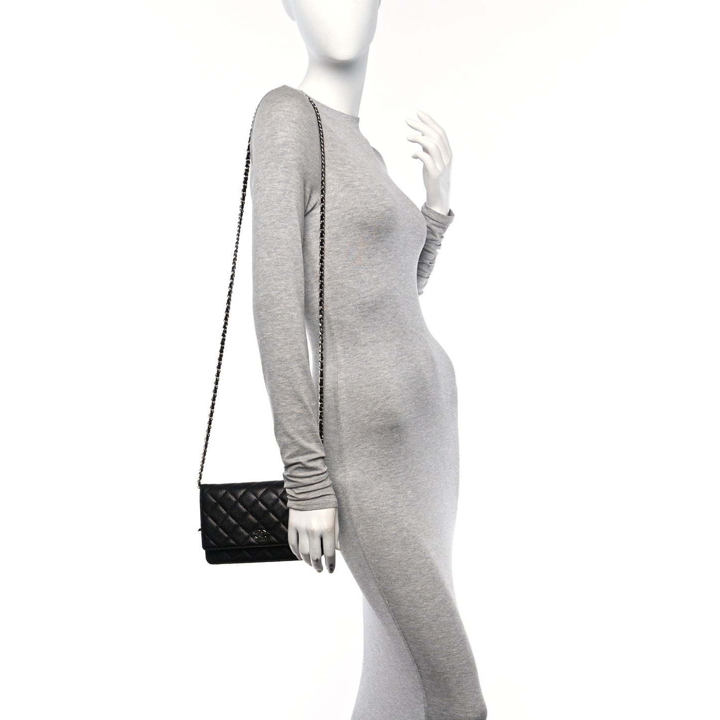 Caviar Quilted Wallet on Chain WOC Black