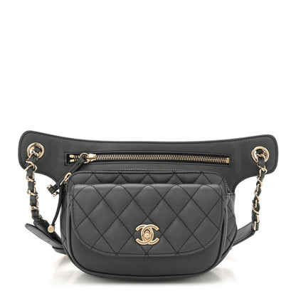 Chanel Metallic Calfskin Flap Chain Waist Bag Ruthenium 1 of 10