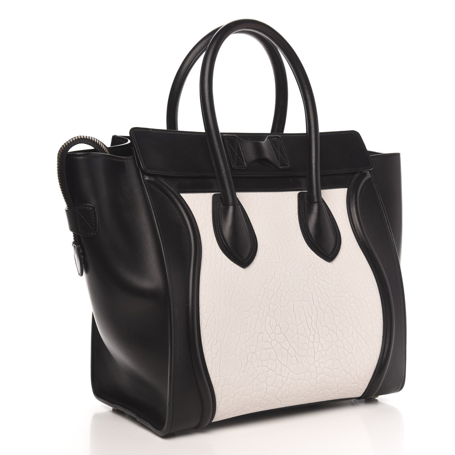 Celine Elephant Calfskin Mini Bi-Color Luggage Black White 3 of 13