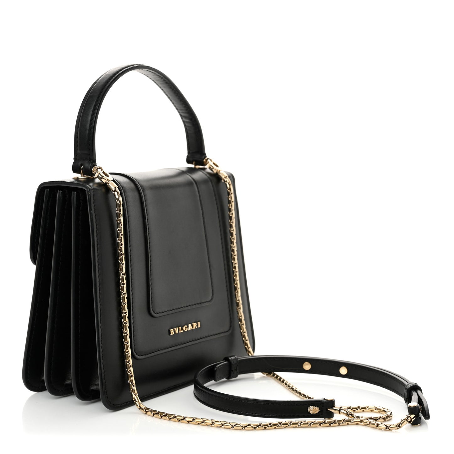Calfskin Serpenti Forever Top Handle Black