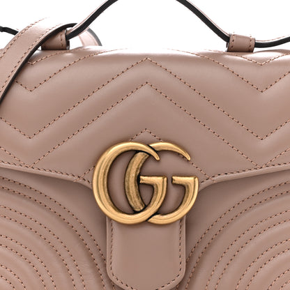 Gucci Calfskin Matelasse Mini GG Marmont Top Handle Shoulder Bag Porcelain Rose 8 of 12