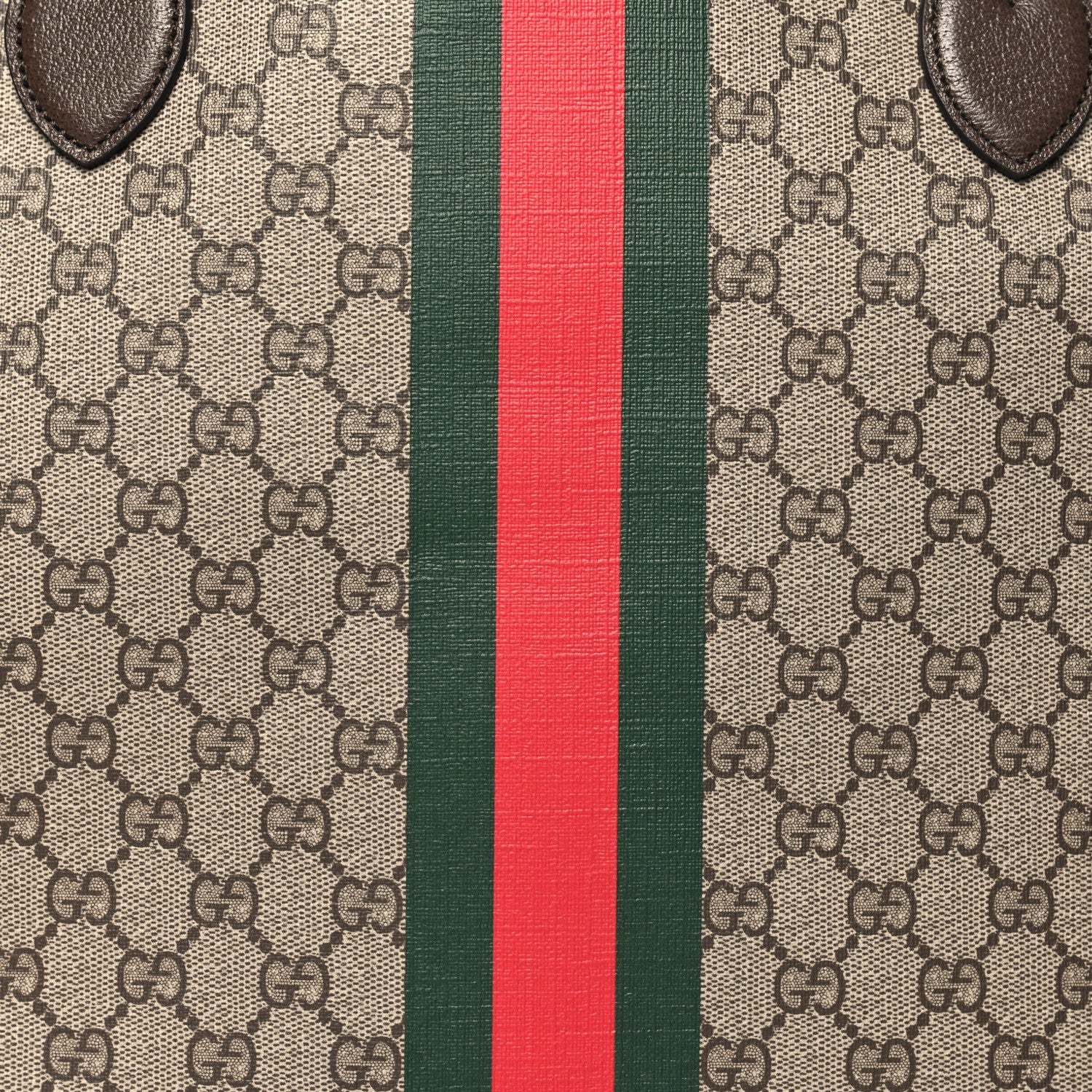 Gucci GG Supreme Monogram Textured Dollar Calfskin Web Large Ophidia Tote Beige Ebony New Acero 9 of 11