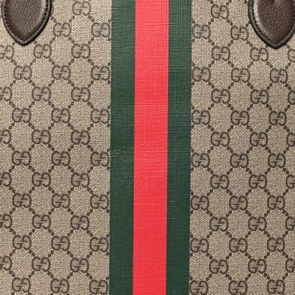 Gucci GG Supreme Monogram Textured Dollar Calfskin Web Large Ophidia Tote Beige Ebony New Acero 9 of 11