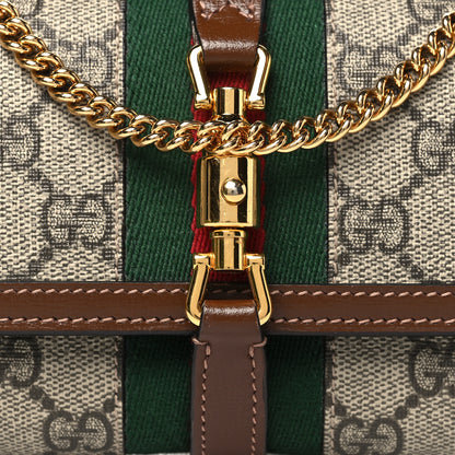 Gucci GG Supreme Monogram Azalea Calfskin Web Jackie 1961 Chain Wallet Beige Ebony Brown Sugar 8 of 11