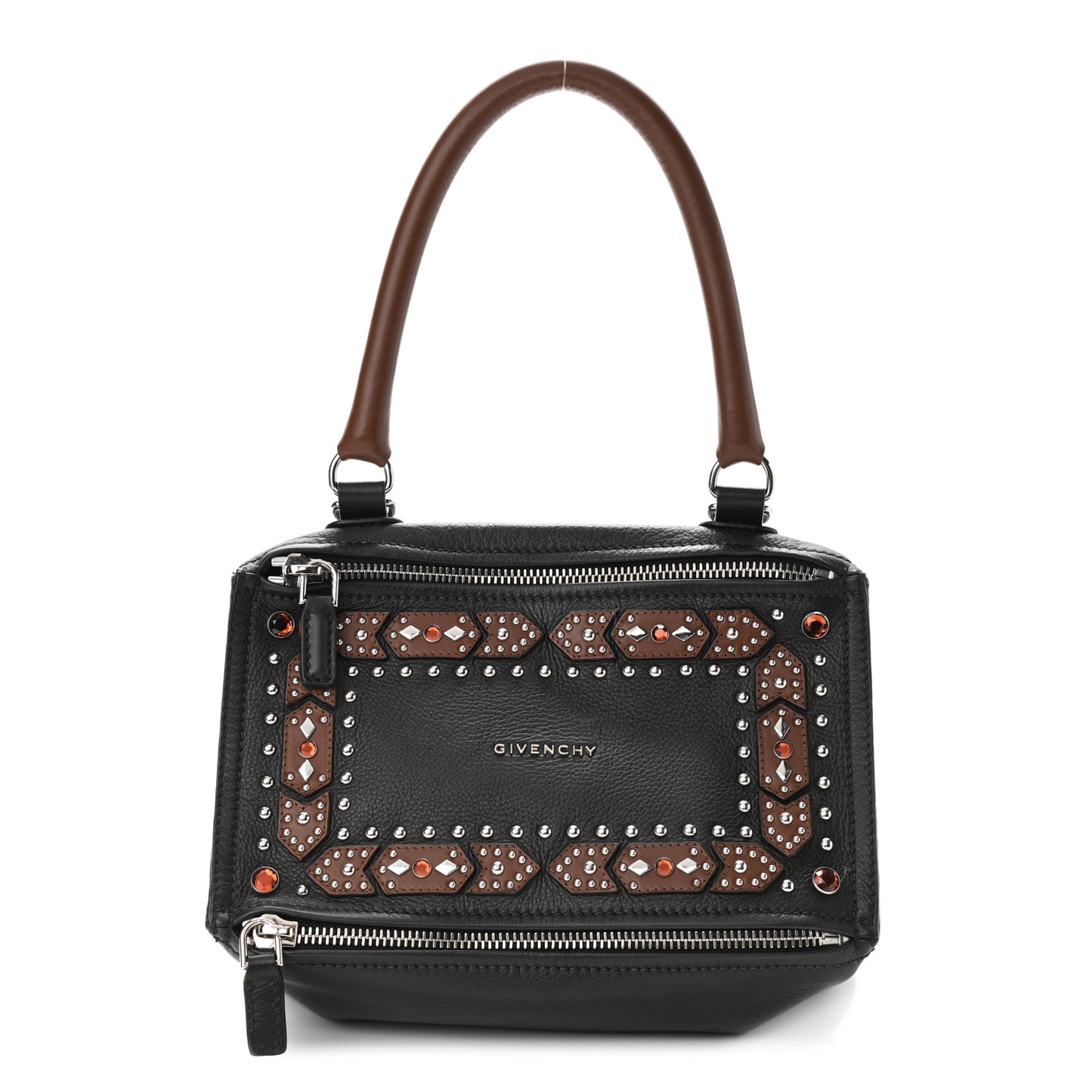 Calfskin Small Studded Pandora Black Brown