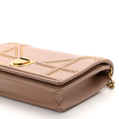 Christian Dior Calfskin Studded Diorama Wallet on Chain Pouch Nude 8 of 8