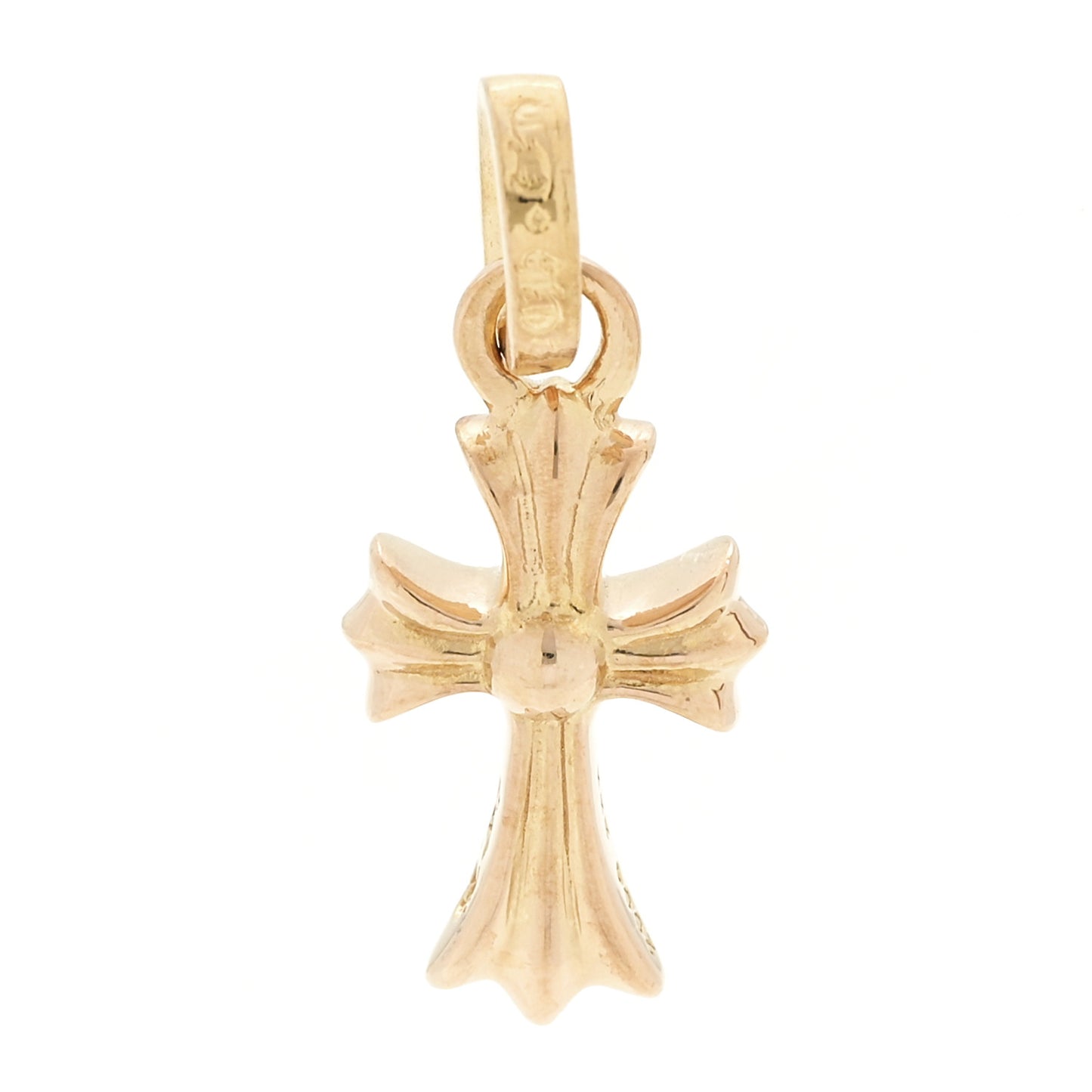 22K Yellow Gold Diamond Baby Fat Cross Pave Pendant