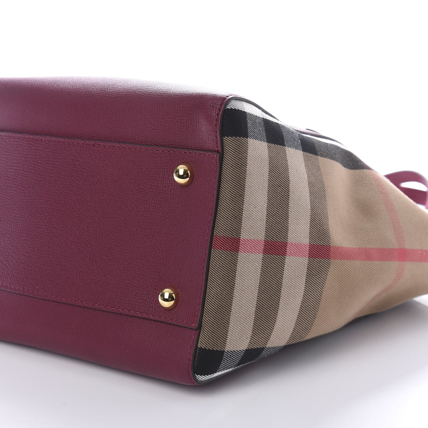 Grainy Calfskin House Check Small Canterbury Tote Berry Pink