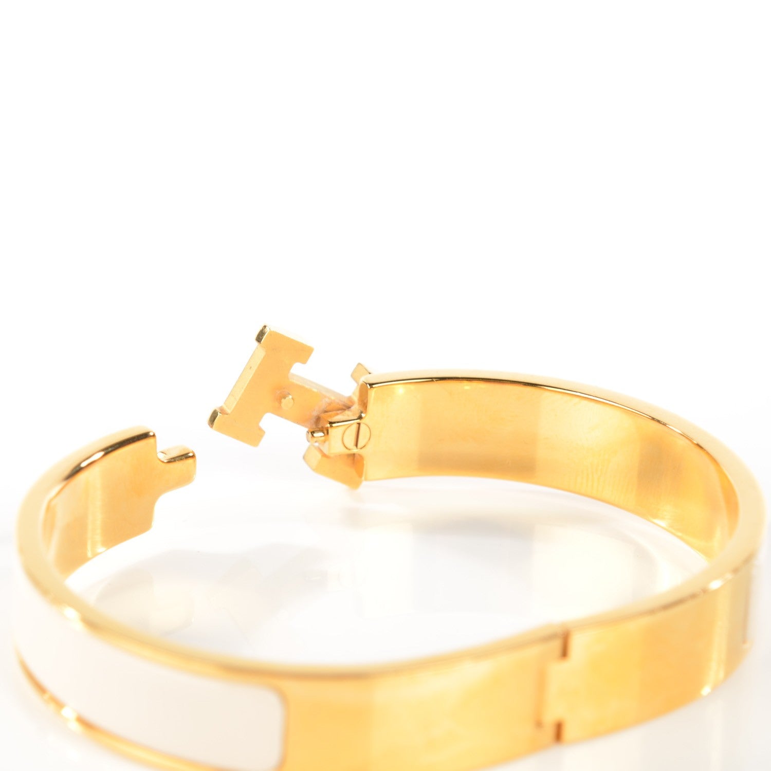 Hermes Enamel Narrow Clic Clac H Bracelet GM Craie 5 of 6