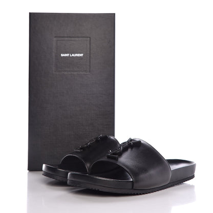 Saint Laurent Lambskin Joan Slide Sandals 38 Black 8 of 8