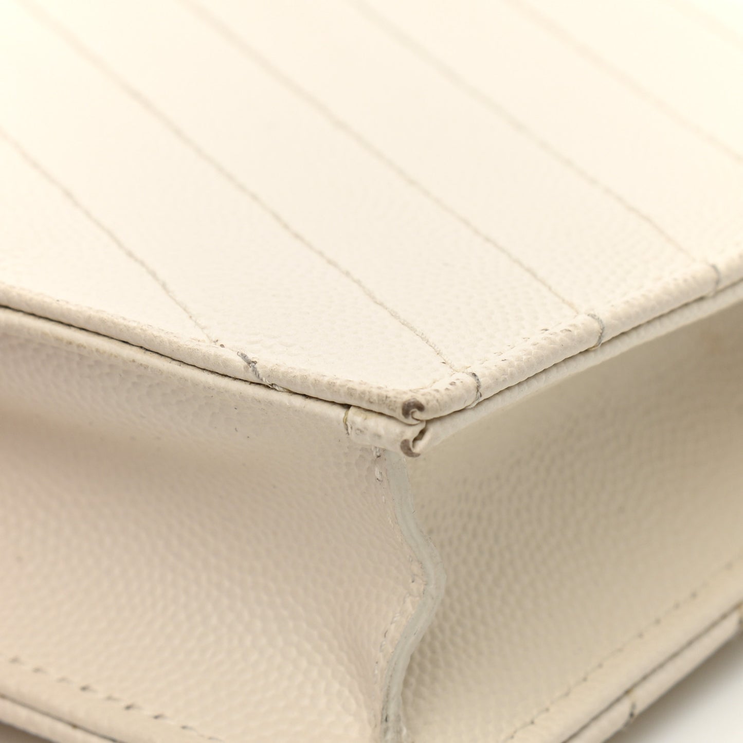 Grain De Poudre Matelasse Chevron Monogram Envelope Chain Wallet Dove White