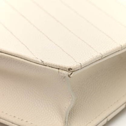 Saint Laurent Grain De Poudre Matelasse Chevron Monogram Envelope Chain Wallet Dove White 17 of 22
