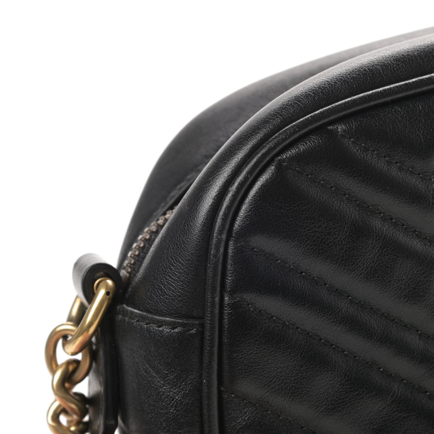 Calfskin Matelasse Small GG Marmont Chain Shoulder Bag Black