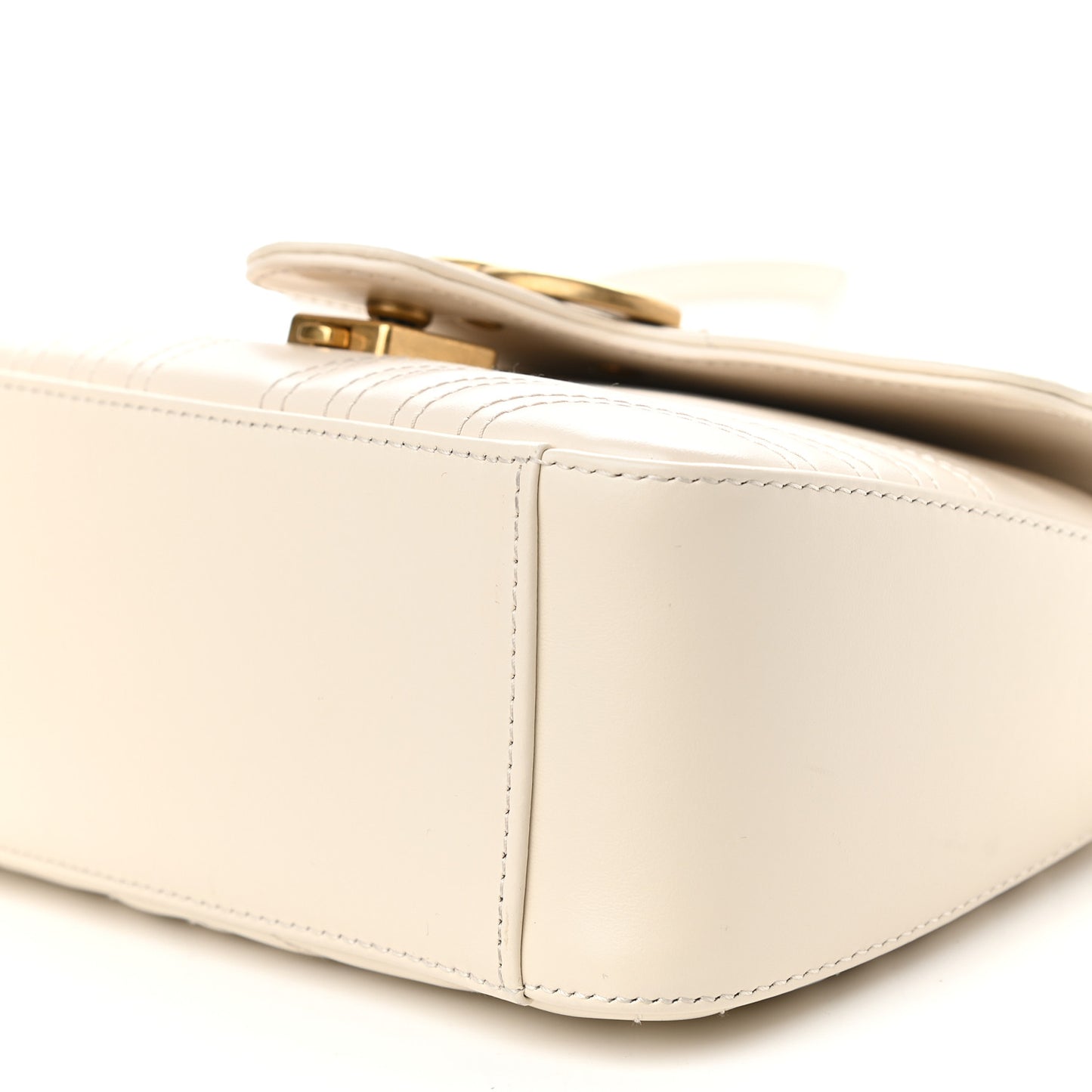 Calfskin Matelasse Mini GG Marmont Top Handle Shoulder Bag White