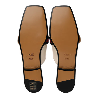 Gucci Calfskin Web Womens Peyton GG Slippers 36.5 Mystic White 5 of 15