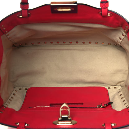 Valentino Garavani Vitello Small Rockstud Tote Fragola 5 of 10
