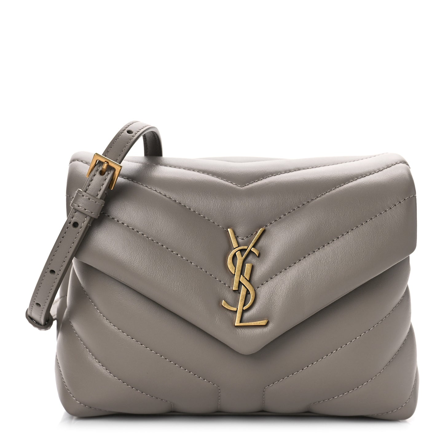 Calfskin Y Quilted Monogram Toy Loulou Crossbody Bag Taupe