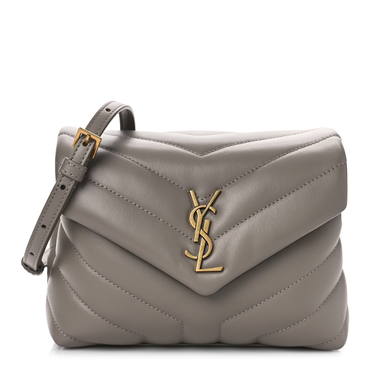 Saint Laurent Calfskin Y Quilted Monogram Toy Loulou Crossbody Bag Taupe 1 of 8