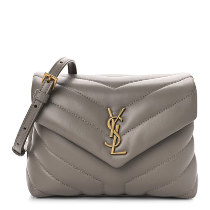 Saint Laurent Calfskin Y Quilted Monogram Toy Loulou Crossbody Bag Taupe 1 of 8