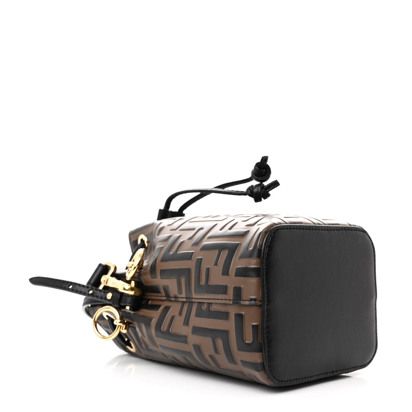 Vitello Liberty F is Fendi Bi-Color FF 1974 Embossed Mini Mon Tresor Bucket Bag Maya Black