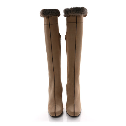 Louis Vuitton Suede Rabbit Fur Glacier Wedge High Boots 40 Beige 2 of 7