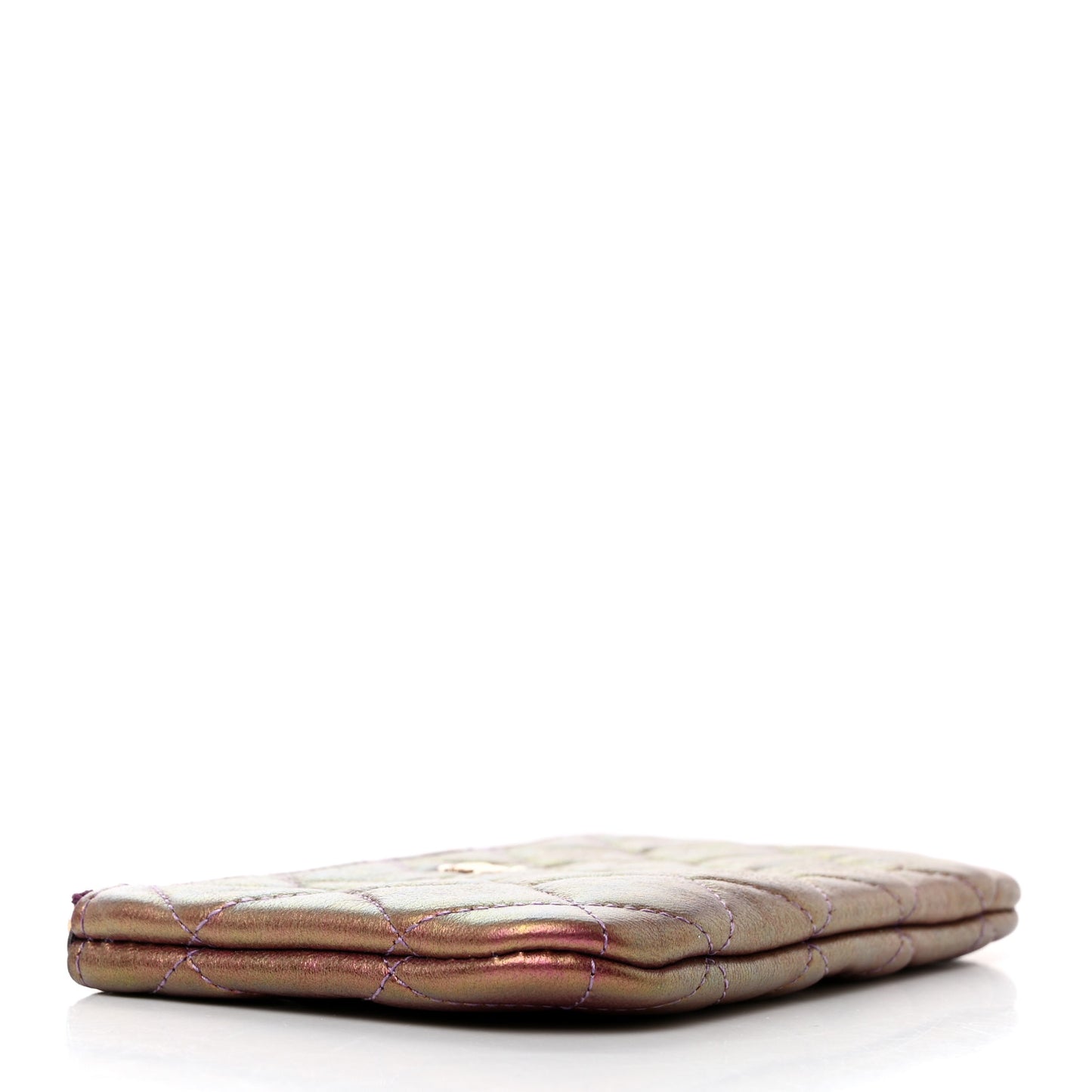 Iridescent Lambskin Quilted Small Cosmetic Case Purple