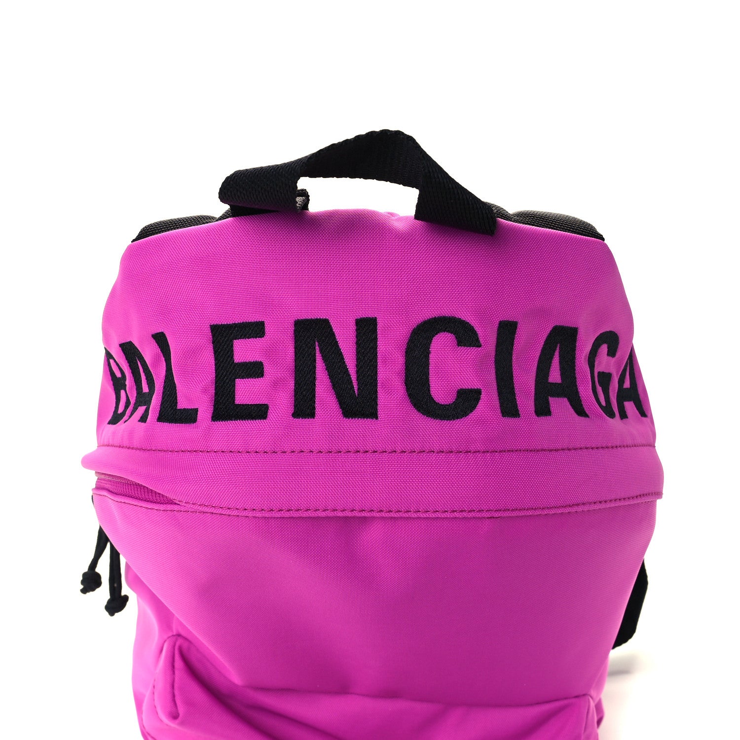 Balenciaga Sport Nylon Logo Embroidered S Wheel Backpack Fuchsia Black 8 of 11