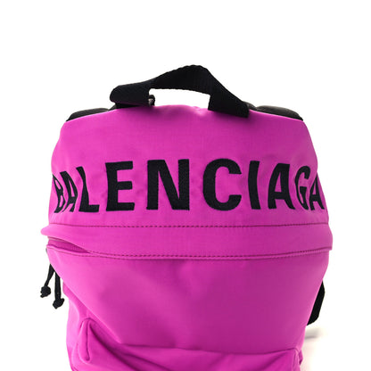 Balenciaga Sport Nylon Logo Embroidered S Wheel Backpack Fuchsia Black 8 of 11