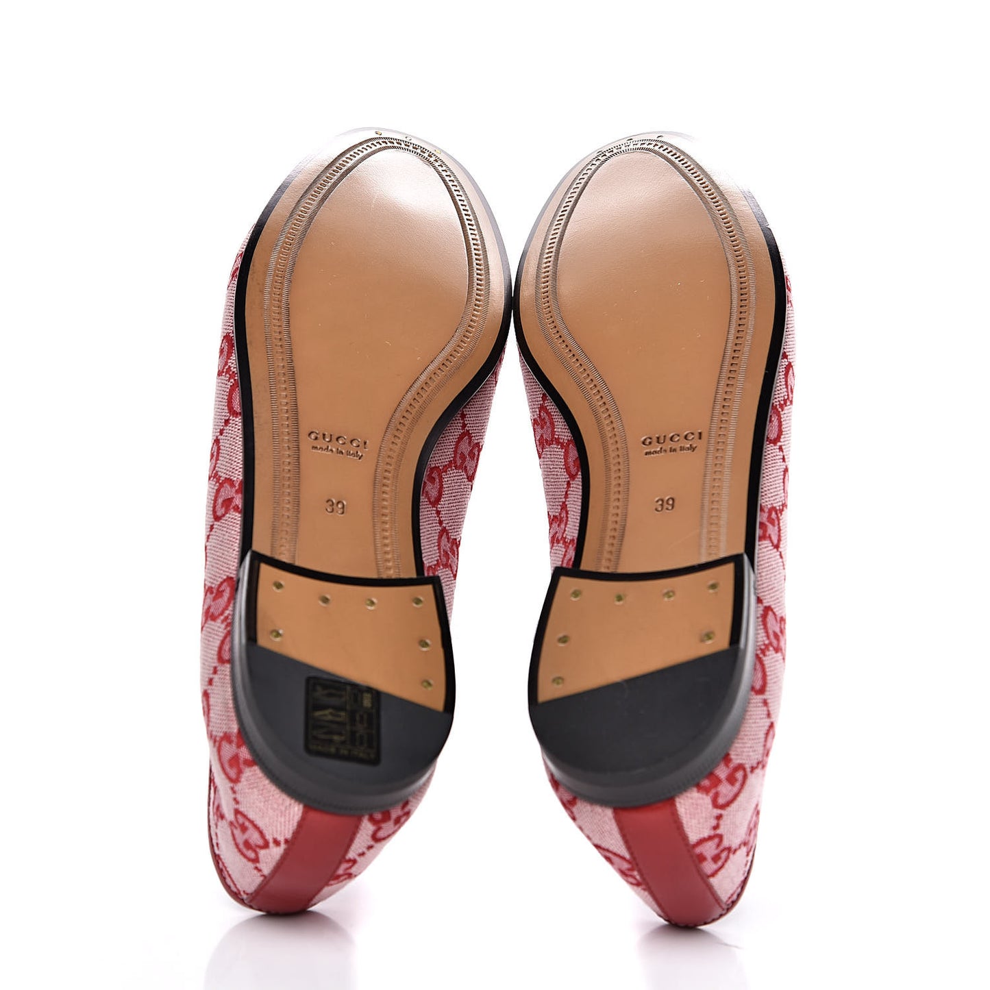 Canvas GG Monogram Horsebit Womens Jordaan Loafers 39 Gardenia Hibiscus Red