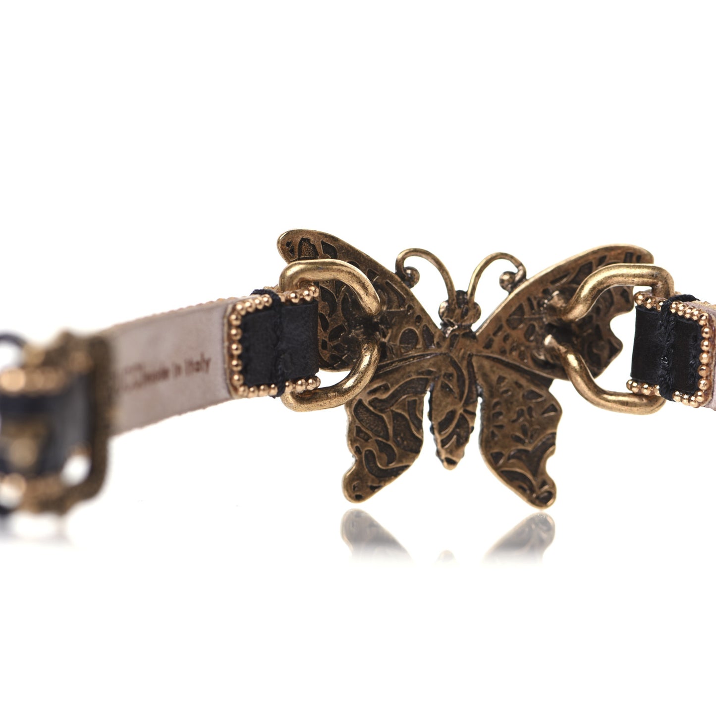 Calfskin Crystal Butterfly Bracelet Multicolor