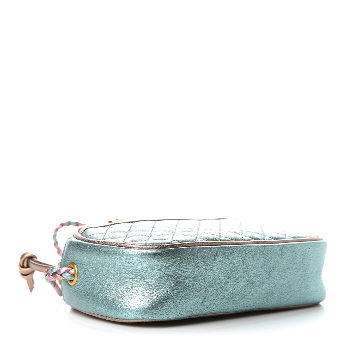 Laminated Nappa Trapuntata Mini Zumi Dome Shoulder Bag Rosa Lago Rame