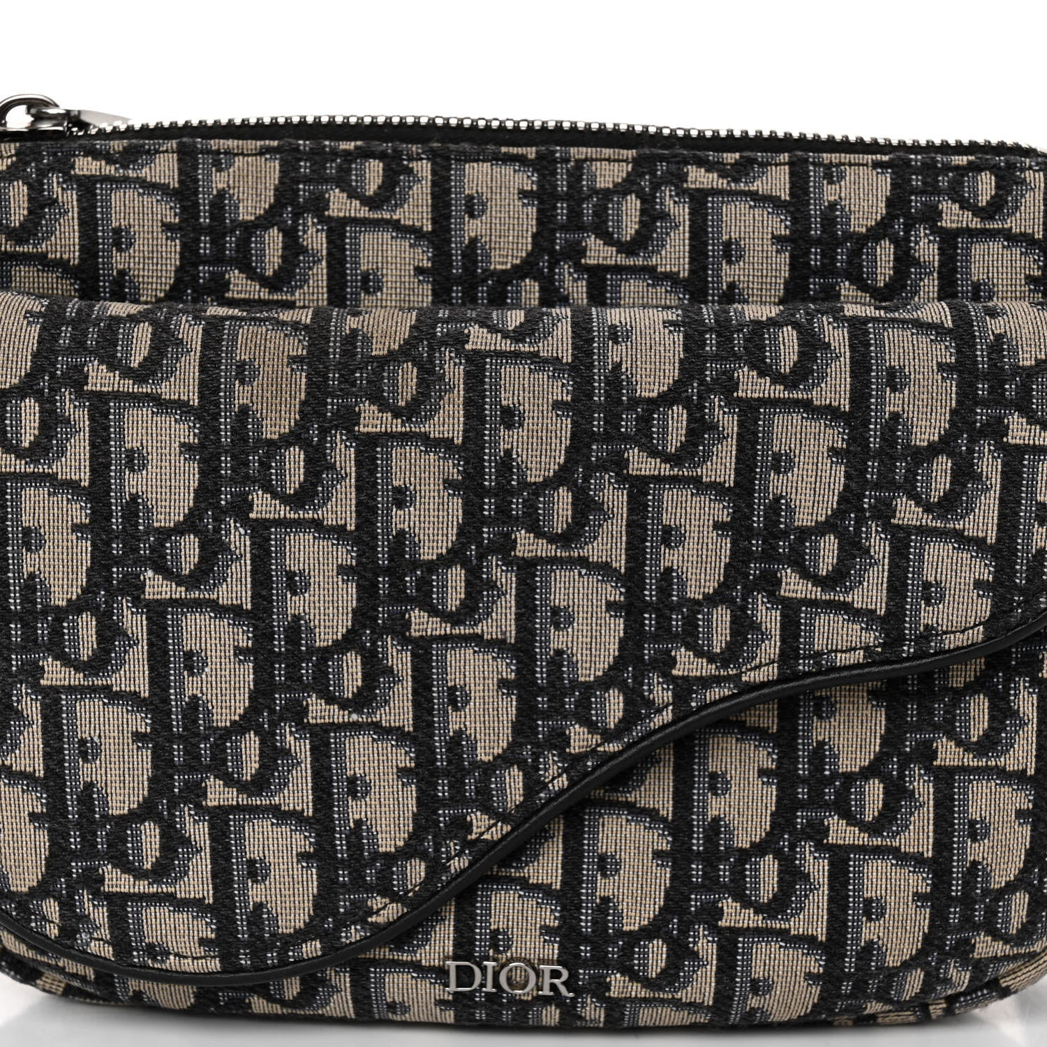 Christian Dior Oblique World Tour Saddle Belt Bag Beige Black 7 of 9