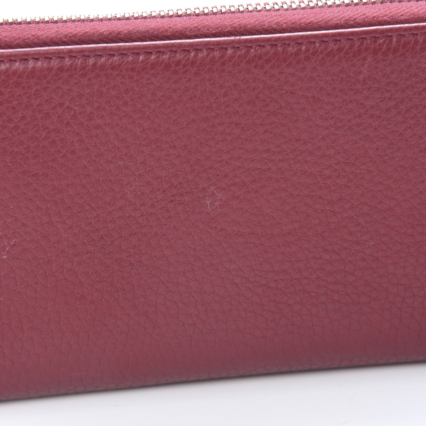 Pebbled Calfskin Studded Soho Zip Around Wallet Soft Burgundy