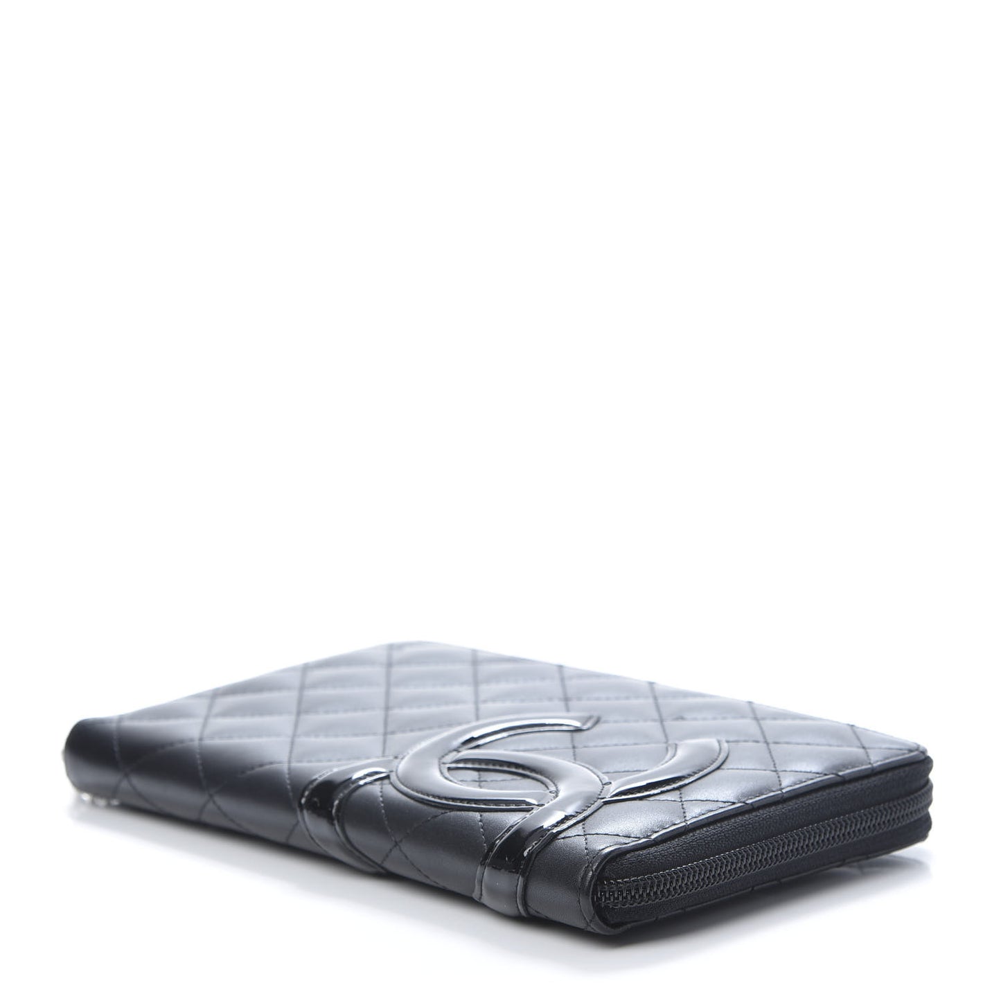Calfskin Cambon Zip Around Organizer Wallet Black